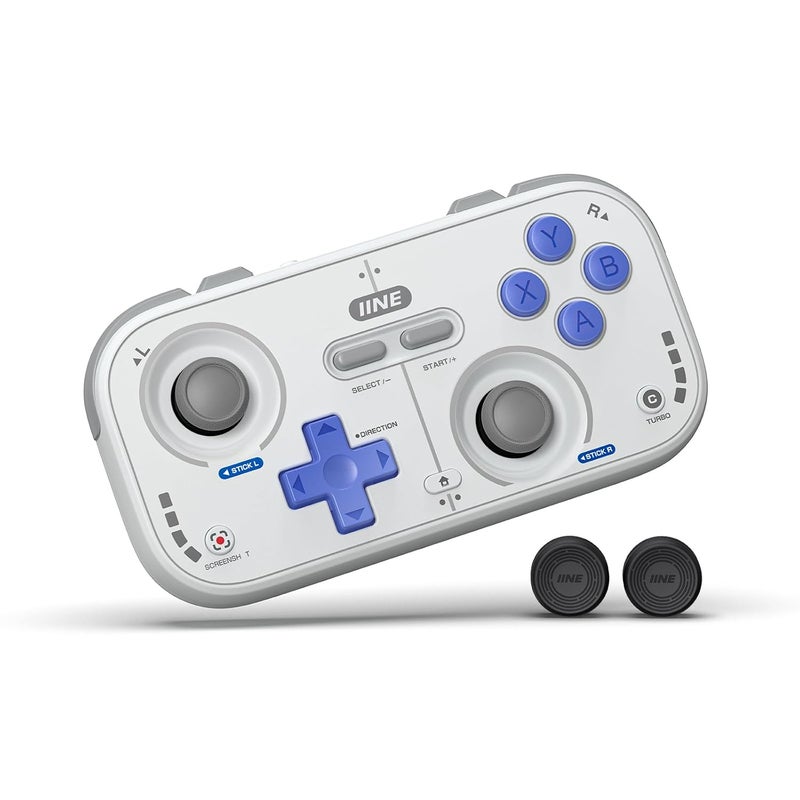 IINE Retro Pocket Wireless Game Controller – Compact Gamepad with Hall Effect Joysticks, Customizable Buttons, 1000Hz Polling Rate – Compatible with PC, Switch, Mobile, Steam Deck, Tablet (Grey) - Image 1